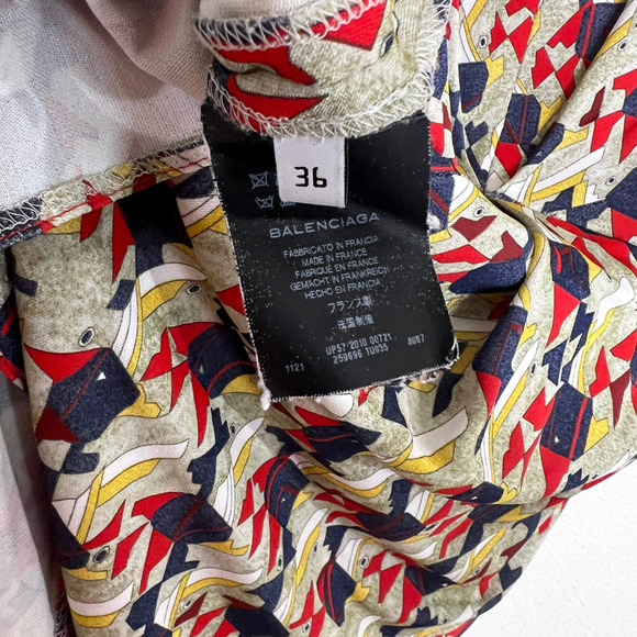 Balenciaga Paris Short Dress Size 36 Multicolor Abstract Print Long Sleeve - Picture 9 of 9